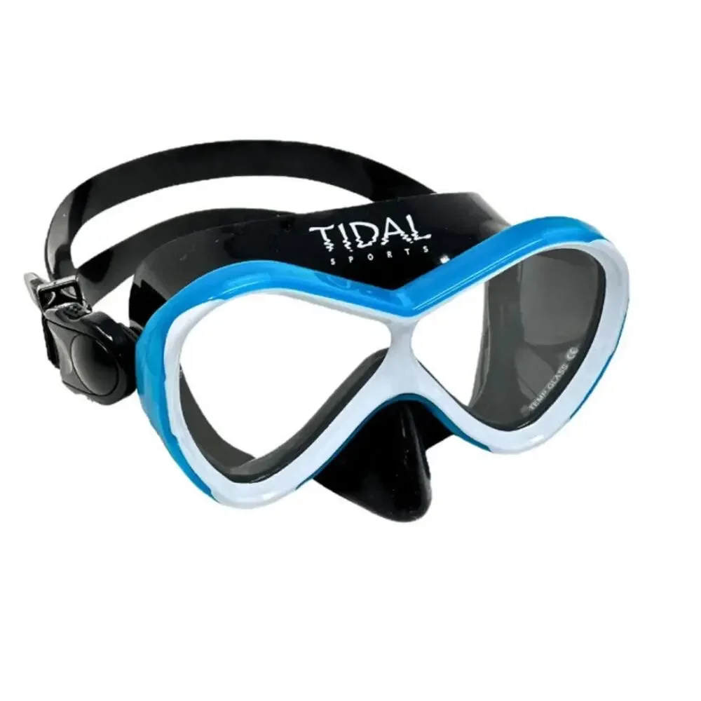 Tidal Sports Kids Snorkel Scuba Mask with Anti-Fog Technology Blue White Black